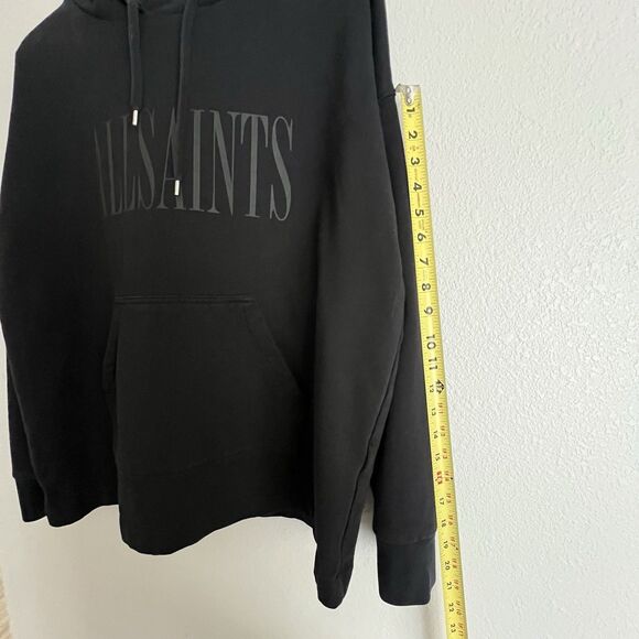 ALLSAINTS Mens Monochrome Big Logo Hoodie Size Medium Black - Picture 5 of 6